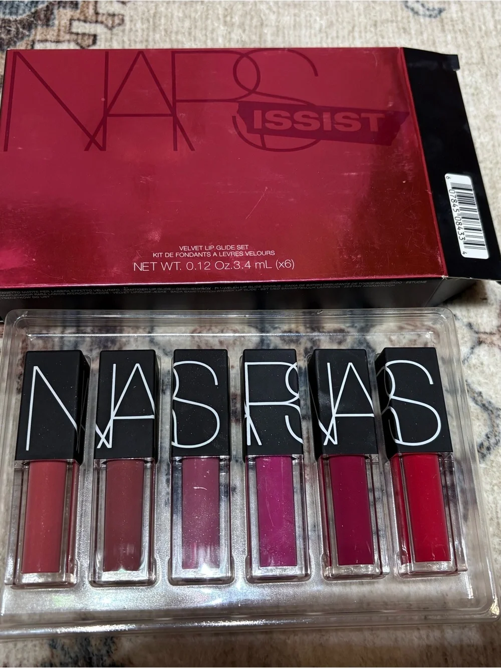 NARS Velvet Lip Glide Mini Set - Mauve, Dusty Rose, Berry, Fuchsia, Crimson, Red
